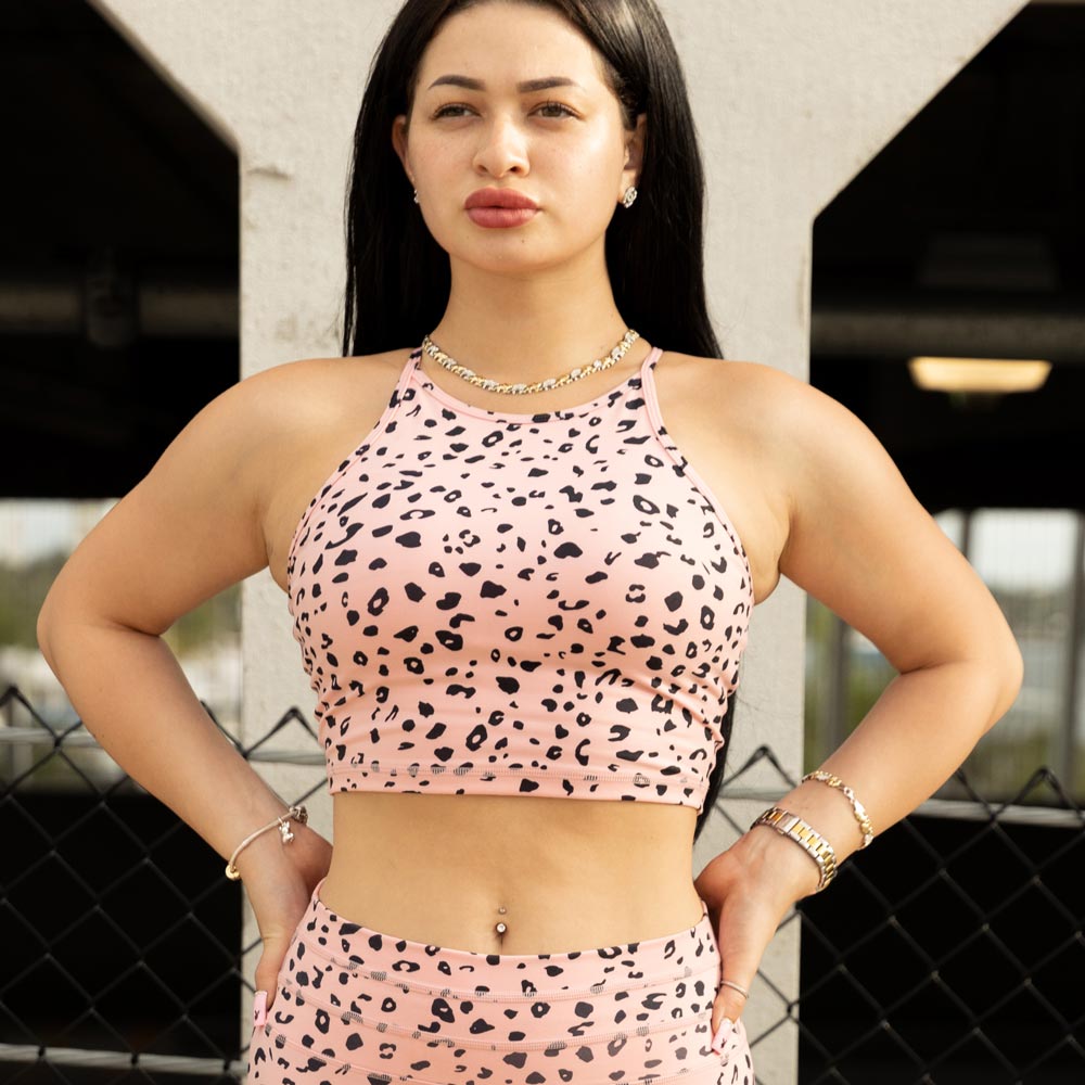 Blush Leopard Sports Bra