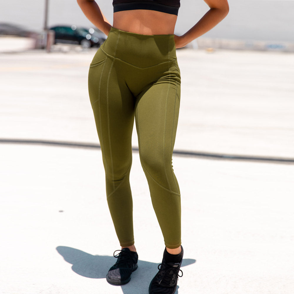 Heart Booty Leggings- Army Green