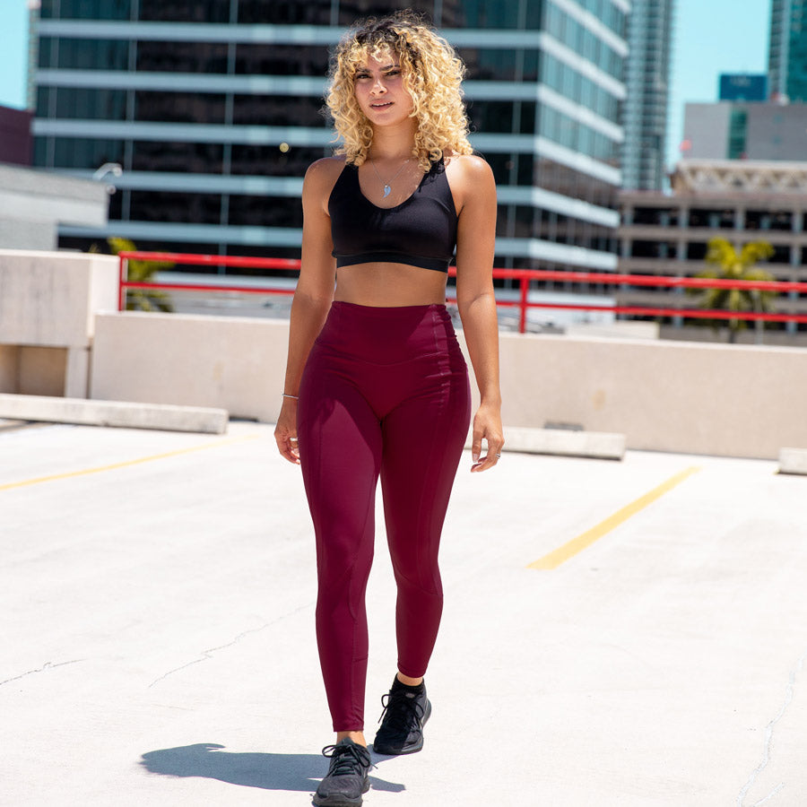 Heart Booty Leggings- Burgundy