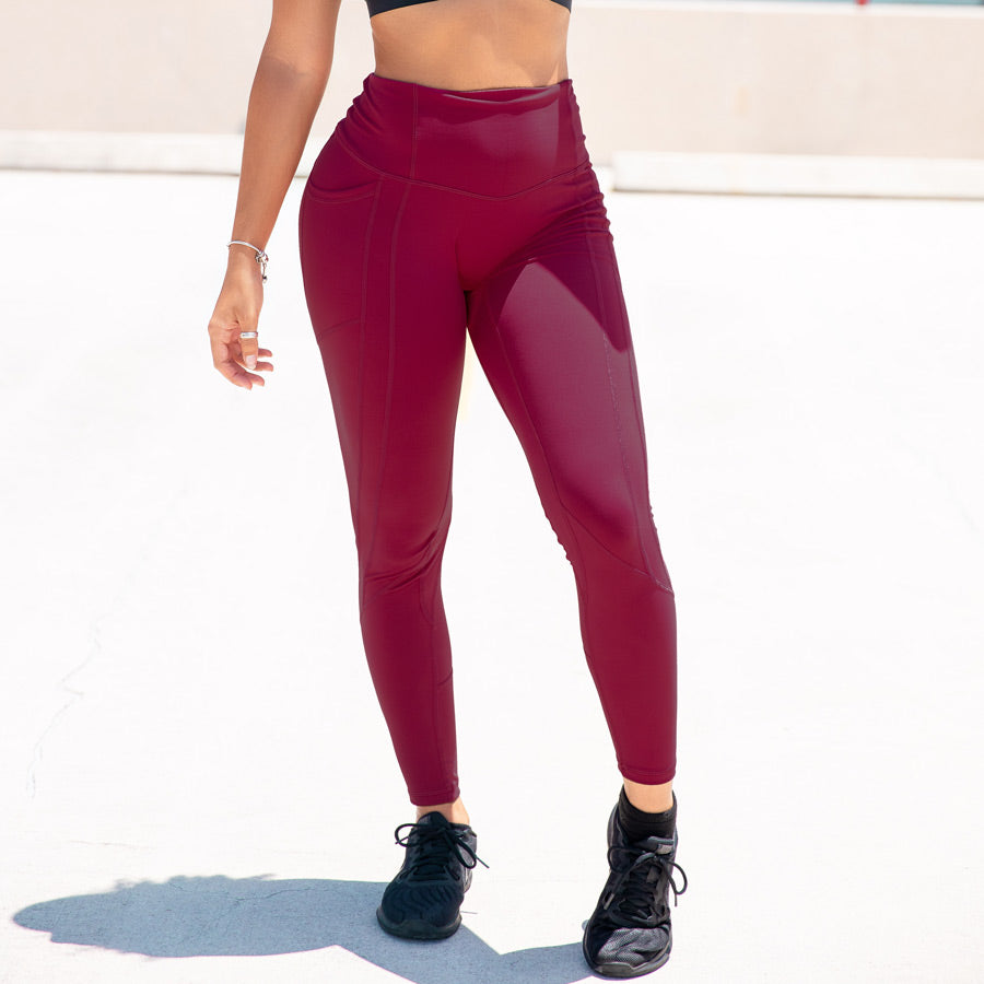 Heart Booty Leggings- Burgundy