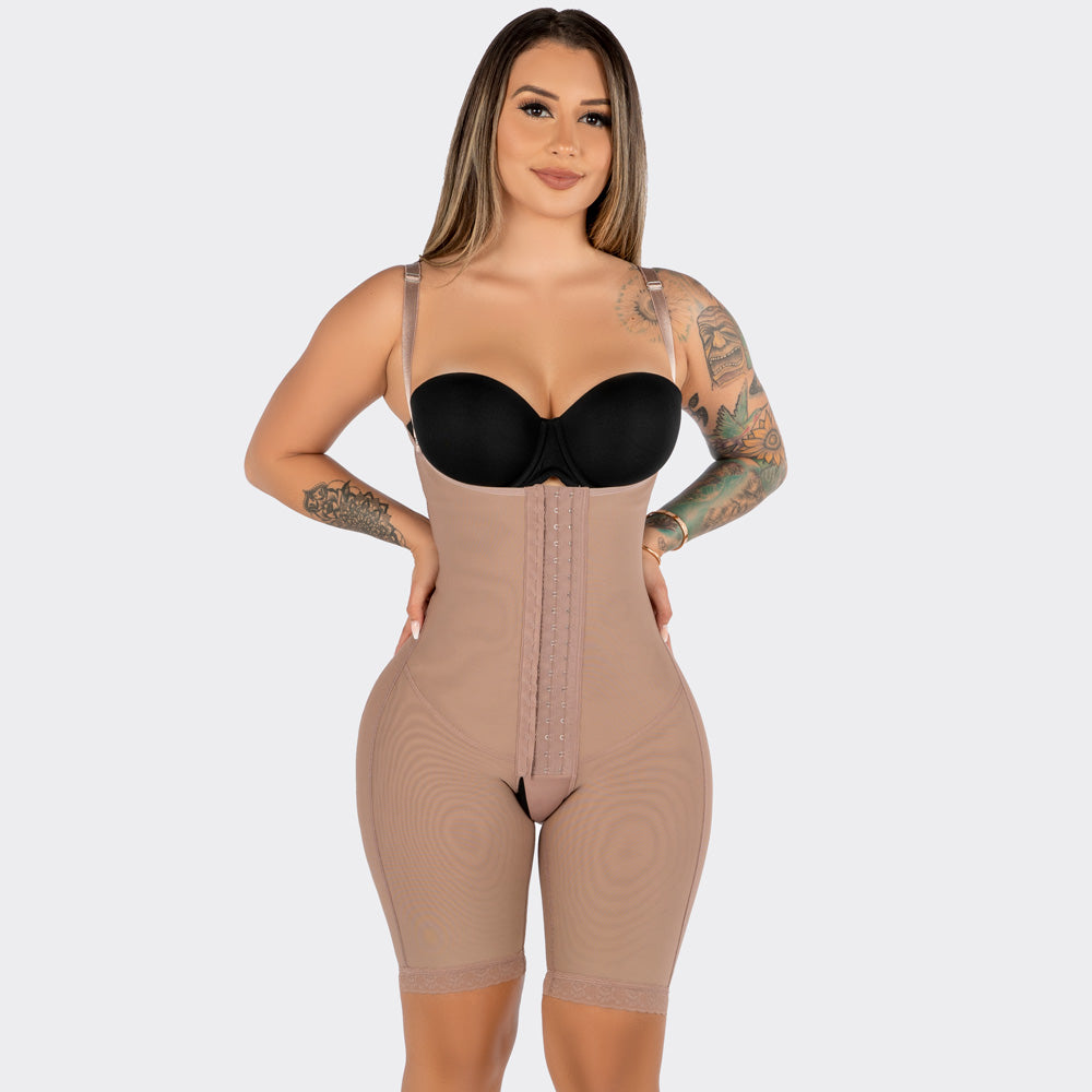 High Compression Mid Thigh Faja With Butt Lifter- Cocoa