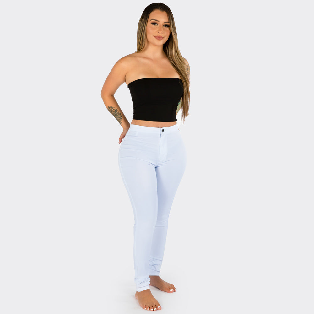 High Waist Stretchy Jeans- White