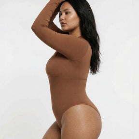 Deep V Zip Long Sleeve Contour Bodysuit