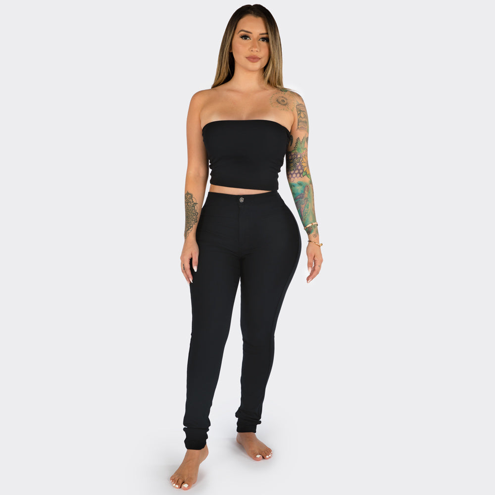 High Waist Stretchy Jeans- Black