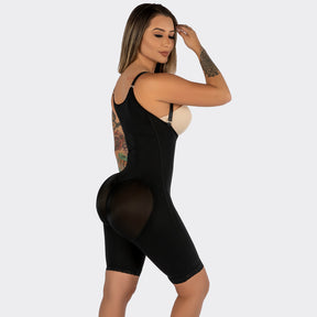 High Compression Mid Thigh Faja With Butt Lifter- Black